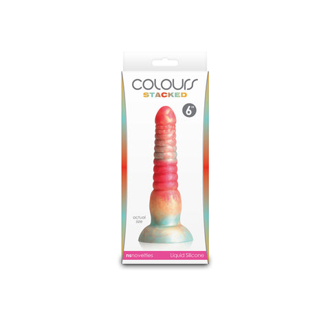 Colours Stacked 6 Inch Dildo Red and Gold Silicone Adult Toy DONGS