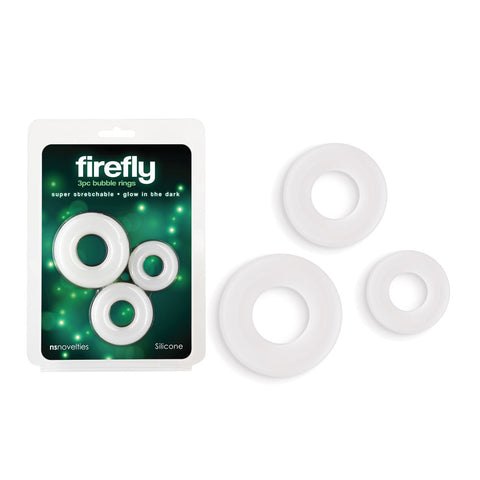 Firefly Bubble Rings Glow in the Dark Cock Rings Set of 3 White > Cock Ring > Sets