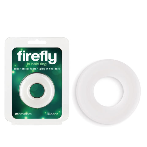 Firefly Bubble Ring Medium Glow in the Dark Cock Ring Super Stretch White Cockrings