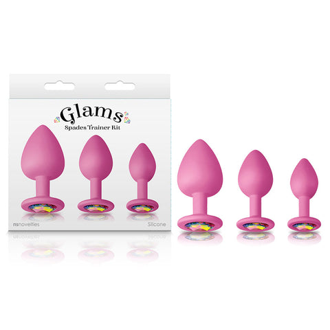 Glams Spades Trainer Kit (Rainbow Gem) – Three-Piece Silicone Butt Plug Set Pink > Anal Range > Butt Plug Kits
