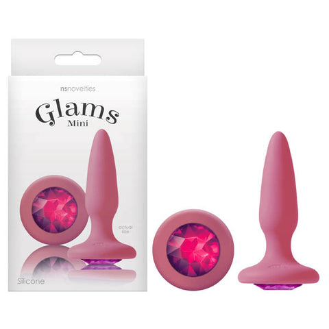 Glams Mini 8.4 cm Butt Plug with Sparkling Gem Pink > Anal Range > Jewel Butt Plugs