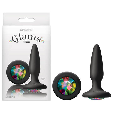 Glams Mini 8.4 cm Butt Plug with Sparkling Gem Black Small > Anal Range > Jewel Butt Plugs