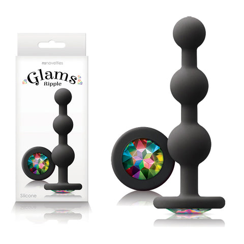 Glams Black Ripple Anal Plug (Rainbow Gem) – 4.5" Luxury Anal Plug Black > Anal Range > Anal Beads