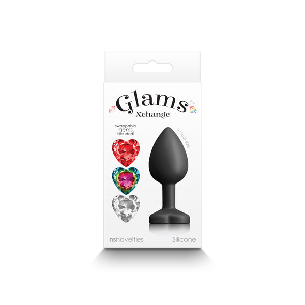 Glams Xchange Heart Small (Interchangeable Heart Gems) – Small Silicone Butt Plug > Anal Range > Jewel Butt Plugs