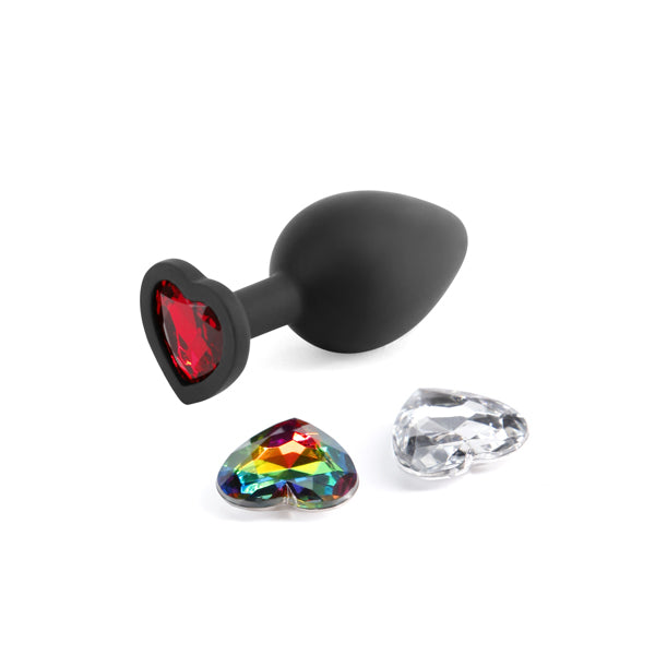 Glams Xchange Heart Medium Butt Plug with Heart Gems (8.1cm) > Anal Range > Jewel Butt Plugs