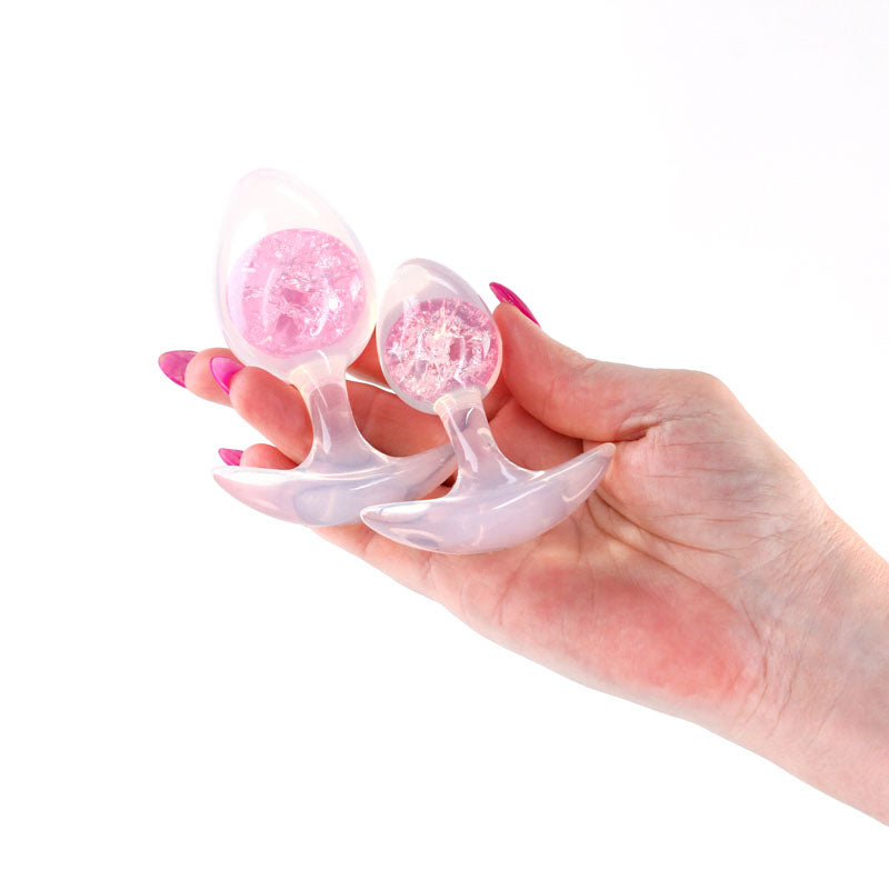 Glams Cosmic 2 Piece Kit (Clear) – Body-Safe Silicone Butt Plug Set > Anal Range > Butt Plug Kits