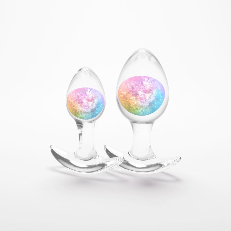 Glams Cosmic 2-Piece Kit (Clear/Rainbow) – Body-Safe Liquid Silicone Butt Plug Set Secondary image