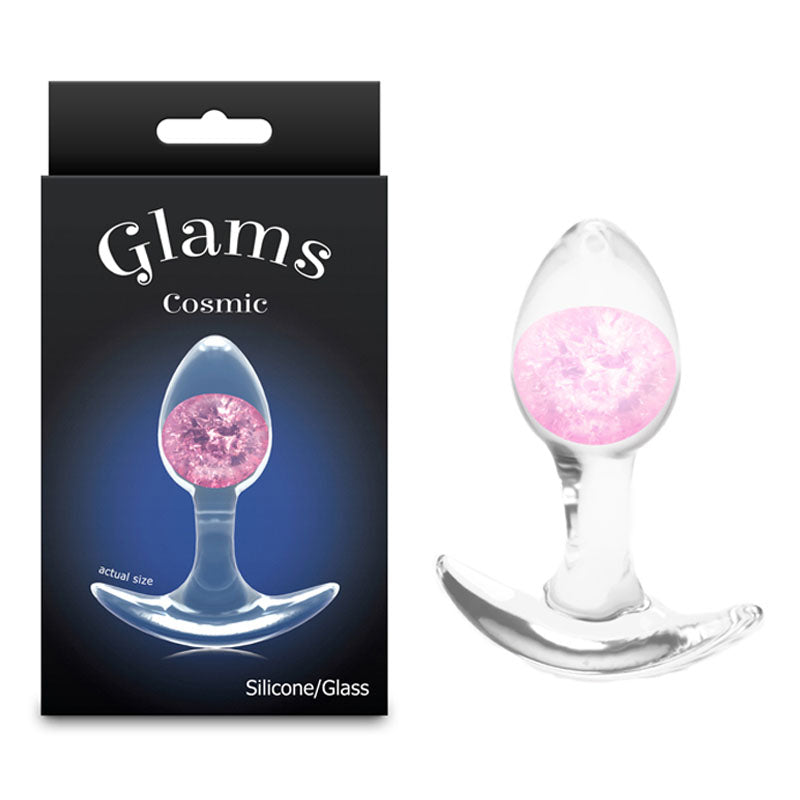 Glams Cosmic (Clear) – Small Sparkly Liquid Silicone Butt Plug 8.1 cm Pink > Anal Range > Butt Plugs Main image