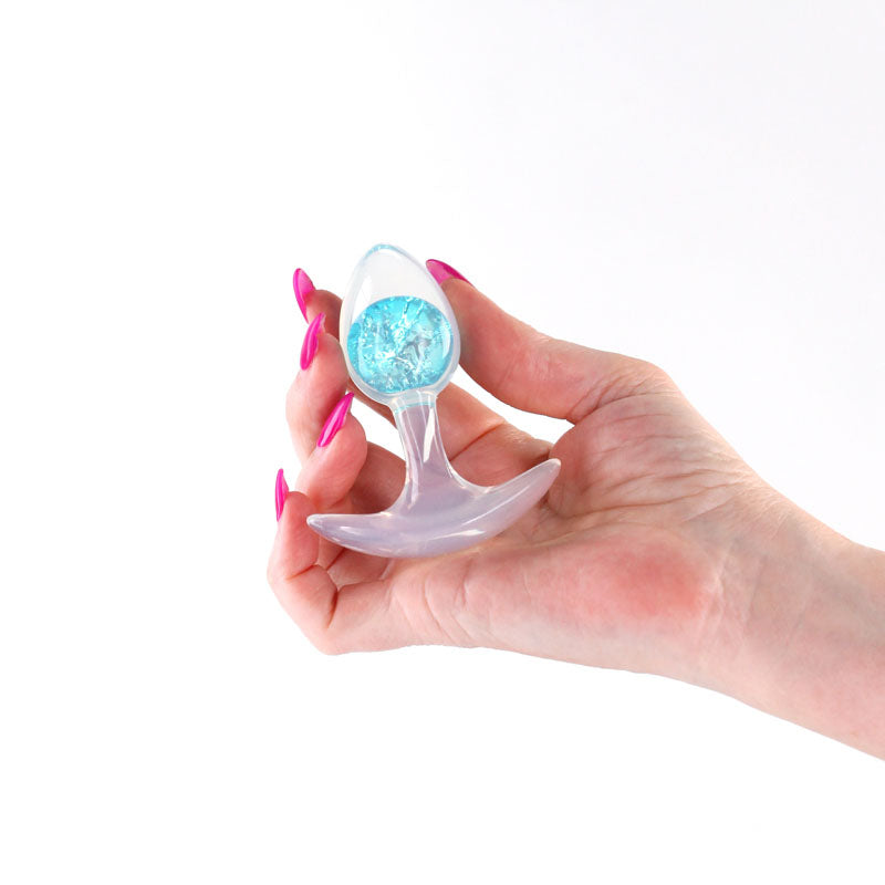 Glams Cosmic (Clear) – Small Sparkly Liquid Silicone Butt Plug 8.1 cm Butt Plugs