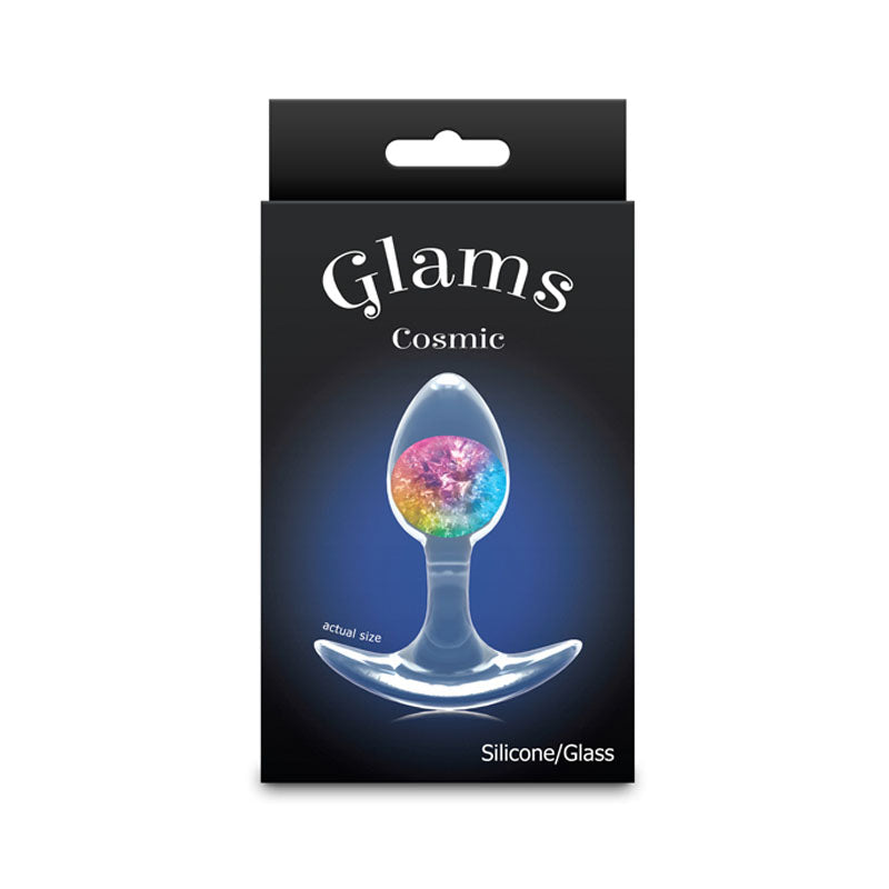 Glams Cosmic (Clear/Rainbow) – Small Rainbow Butt Plug 8.1 cm Liquid Silicone Butt Plugs