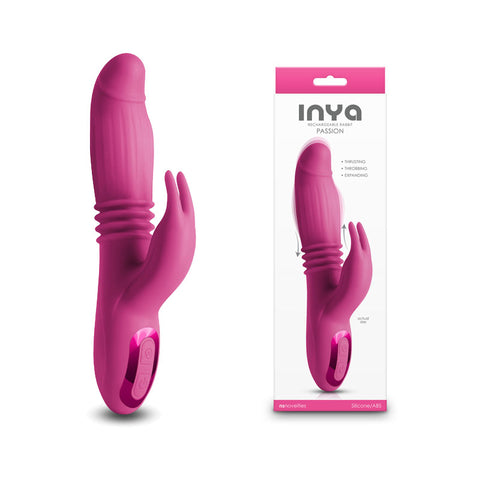 INYA Passion 22.2 cm USB Rechargeable Thrusting Rabbit Vibrator Pink VIBRATORS-RABBIT-MULTI