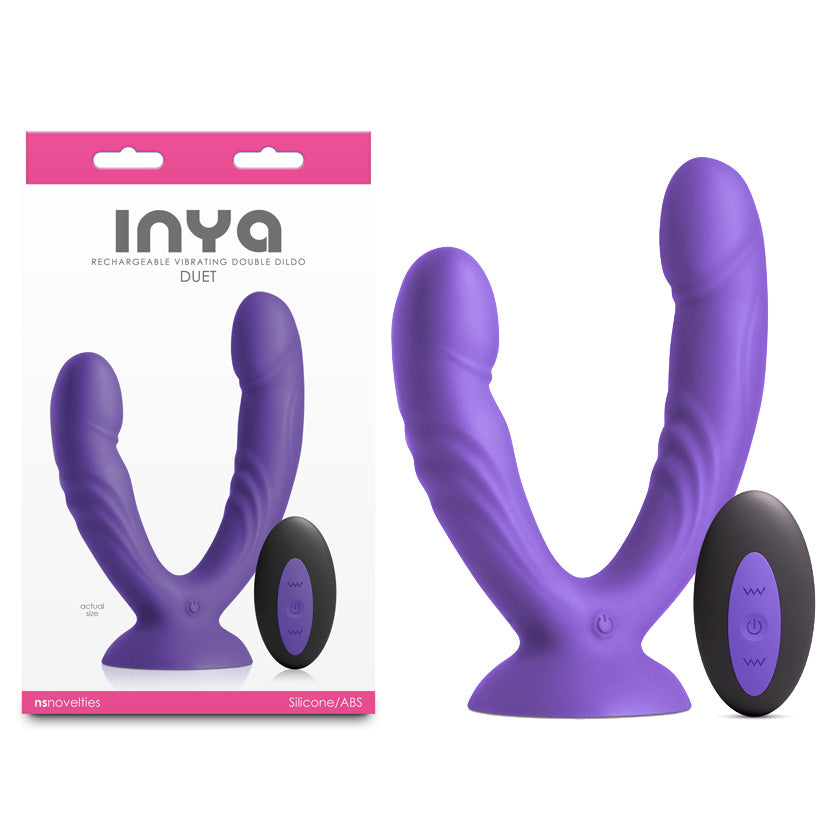 INYA Duet – USB Rechargeable Waterproof Vibrating Double Dildo with Remote Purple > Dildos > Double Dildos