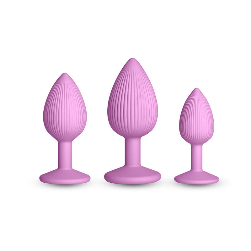 Inya Triple Ace Kit (Blush) – Set of 3 Firm Flexible Textured Butt Plugs with Suction Cup Base > Anal Range > Butt Plug Kits