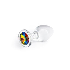 Crystal Desires - Rainbow Gem - Medium -  Glass 8.4 cm Butt Plug with Rainbow Gem Base