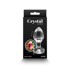 Crystal Desires - Rainbow Gem - Medium -  Glass 8.4 cm Butt Plug with Rainbow Gem Base