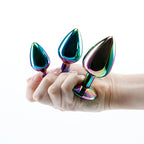 Rear Assets Trainer Kit (Multicolor) – Chrome-Plated 3 Pc Metal Plug Set With Circular Jewel > Anal Range > Butt Plug Kits