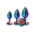 Rear Assets Trainer Kit (Multicolor) – Chrome-Plated 3 Pc Metal Plug Set With Circular Jewel > Anal Range > Butt Plug Kits