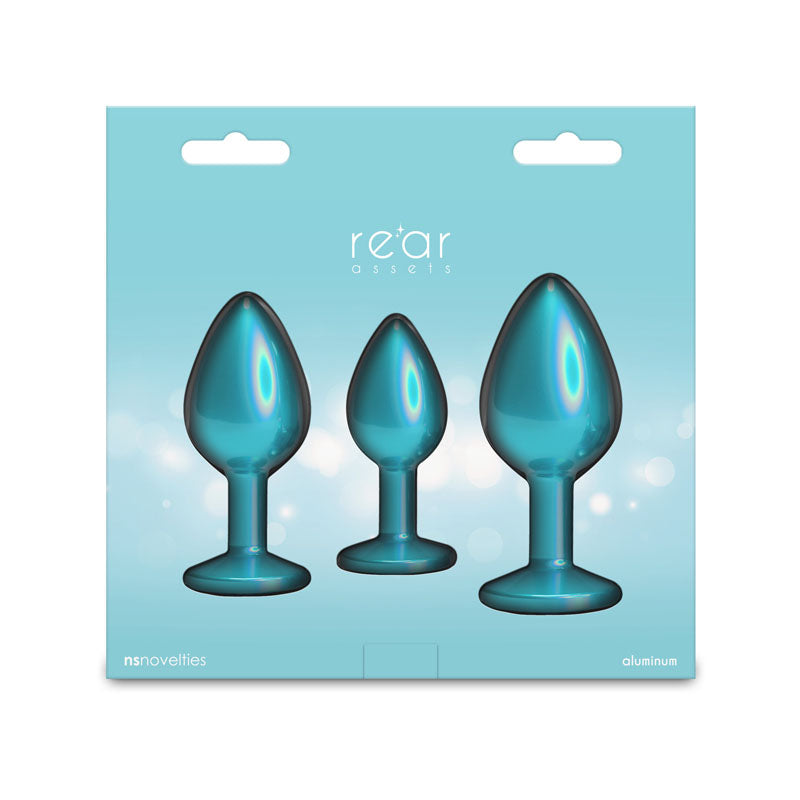 Rear Assets Trainer Kit – Set of 3 (Small 2.79", Medium 3.23", Large 3.74") Chrome-Plated Butt Plugs > Anal Range > Jewel Butt Plugs
