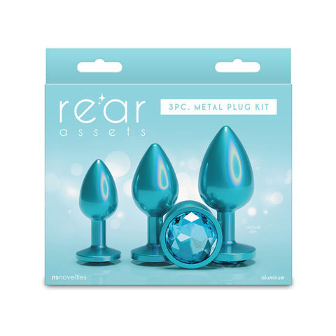 Rear Assets Trainer Kit (Iridescent Teal) – Metallic Butt Plug Set of 3 Sizes > Anal Range > Butt Plug Kits