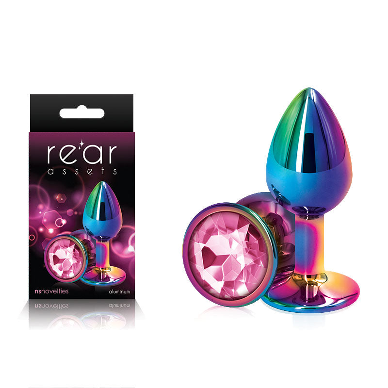Rear Assets Small Metal Butt Plug with Pink Gem Base Multi Small > Anal Range > Jewel Butt Plugs