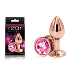 Rear Assets Round Jewel Metal Butt Plug Rose Gold Pink Small > Anal Range > Jewel Butt Plugs