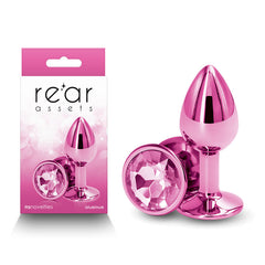 Rear Assets - Small -  -  7.1 cm Small Metal Butt Plug with  Round Gem Base