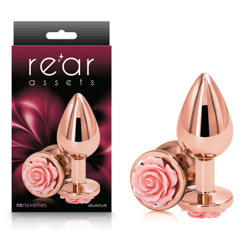 Rear Assets Rose Medium (Pink) – 8.9 cm Chrome-Plated Metal Butt Plug Pink Medium > Anal Range > Jewel Butt Plugs Main image