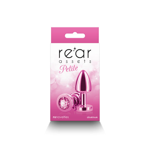 Rear Assets Petite 6 Centimeter Metal Butt Plug with Round Gem Base in Pink > Anal Range > Jewel Butt Plugs
