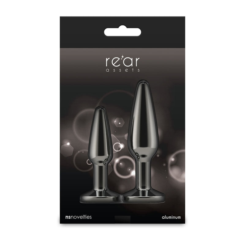 Rear Assets Tapered Trainer Kit (Gunmetal Grey) – Lightweight Chrome-Plated Metal Butt Plug Set of 2 Sizes > Anal Range > Butt Plug Kits