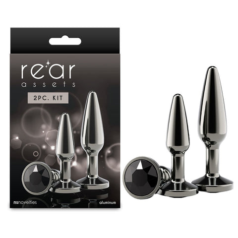 Rear Assets Tapered Trainer Kit (Gunmetal Grey) – Lightweight Chrome-Plated Metal Butt Plug Set of 2 Sizes Chrome > Anal Range > Butt Plug Kits