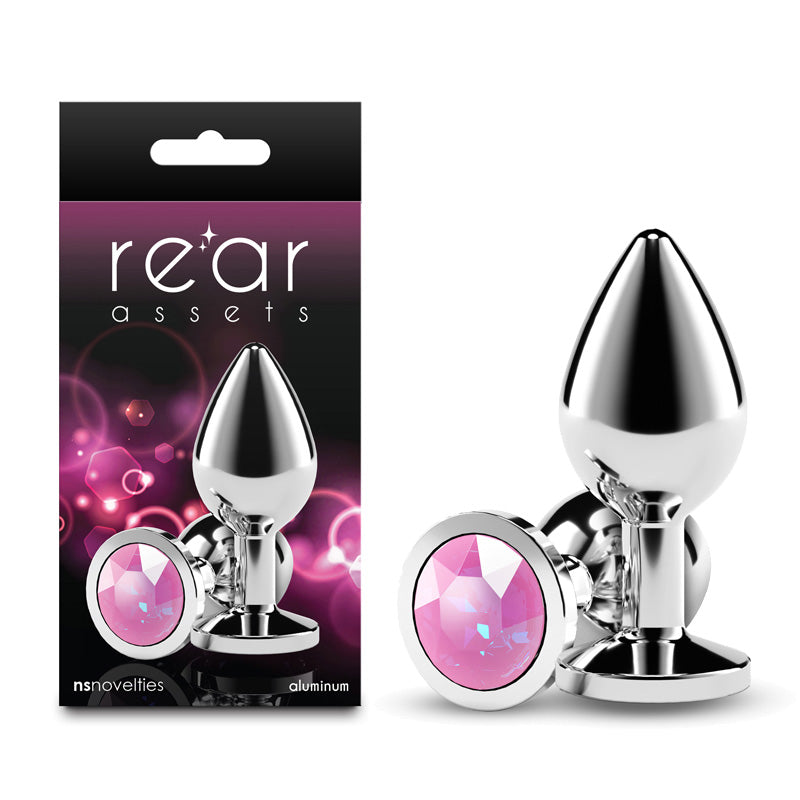 Rear Assets Medium Metal Butt Plug with Pink Gem Base Pink > Anal Range > Jewel Butt Plugs Main image