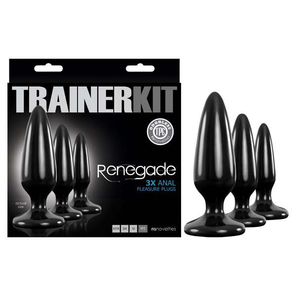 Renegade Pleasure Plug Trainer Kit – 3pc Tapered Butt Plug Set Black > Anal Range > Butt Plug Kits