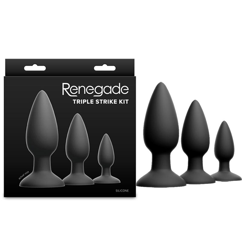 Renegade Triple Strike Kit (Black) – Butt Plug Set of 3 Sizes Black > Anal Range > Butt Plug Kits