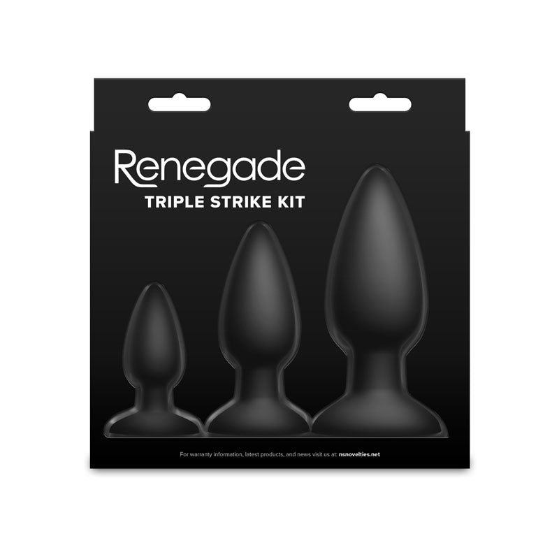 Renegade Triple Strike Kit (Black) – Butt Plug Set of 3 Sizes > Anal Range > Butt Plug Kits