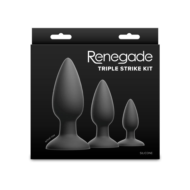 Renegade Triple Strike Kit (Black) – Butt Plug Set of 3 Sizes > Anal Range > Butt Plug Kits