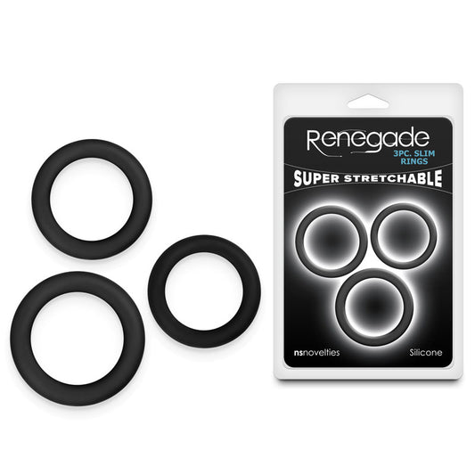 Renegade 3pc Slim Rings - - Cock Rings - Set of 3 Sizes Black COCK RINGS