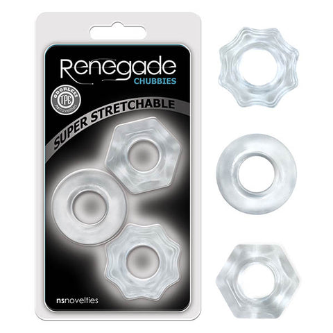 Renegade Chubbies - Clear Cock Rings - Set of 3 COCK RING Set