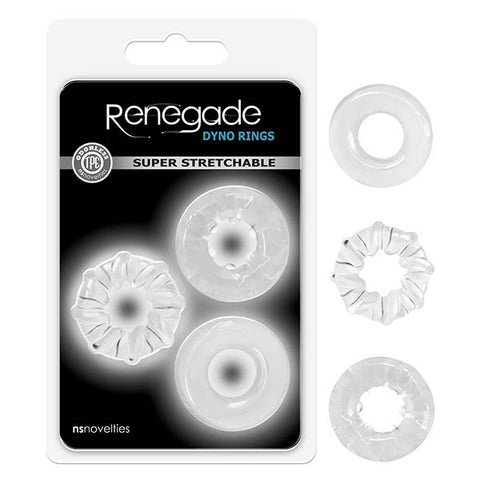 Renegade Dyno Rings Clear Cock Rings Set of 3 Clear COCK RING Set