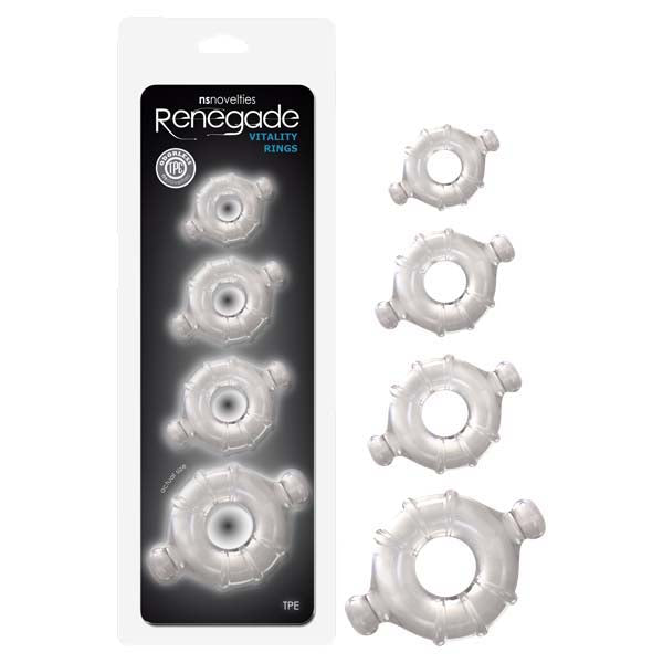 Renegade Vitality Rings (3 Colors) – Set of 4 Pliable Cock Rings Clear > Cock Ring > Sets