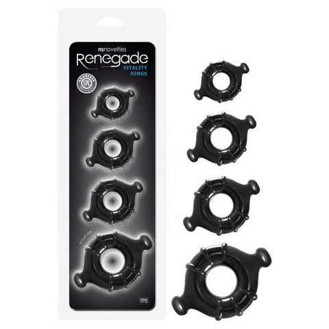Renegade Vitality Cock Rings Set of Four Sizes Black > Cock Ring > Sets