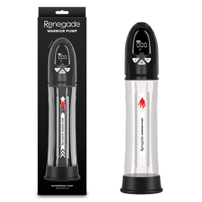 Renegade Warrior Pump Clear – Waterproof Automatic Penis Pump 8 Inch Length 2.75 Inch Diameter Black PUMPS