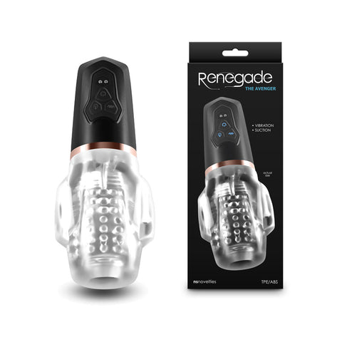 Renegade Avenger - Male Masturbator Rechargeable Black Strokers - Auto