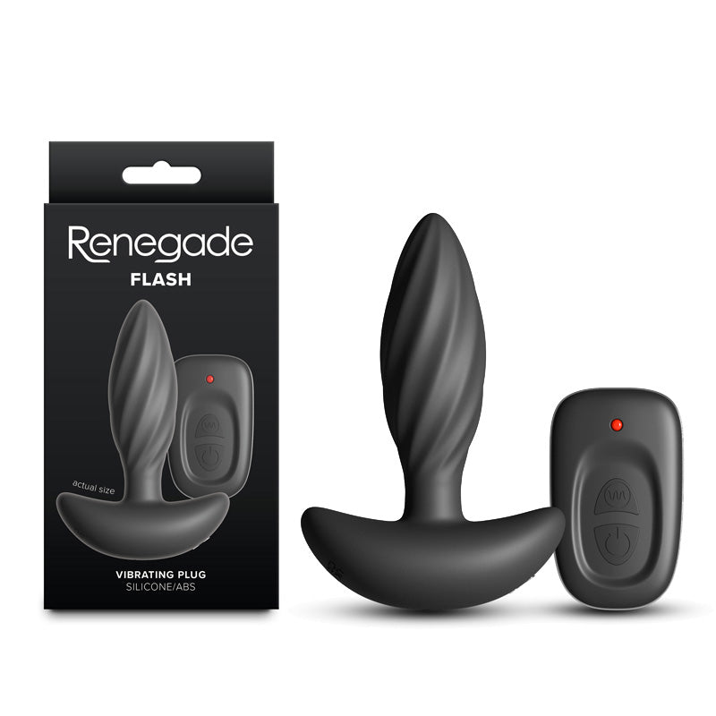 Renegade Flash – USB Rechargeable Wireless Remote-Controlled Vibrating Butt Plug Black > Anal Range > Vibrating Butt Plugs