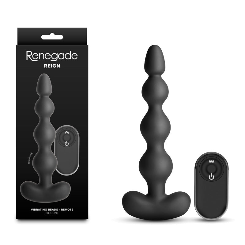 Renegade Reign – Waterproof USB Rechargeable Vibrating Anal Beads with Remote Black > Anal Range > Anal Beads Main image
