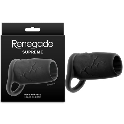 Renegade Supreme – Ultra-Stretchy Liquid Silicone Penis Sleeve 11.7 cm Length 5.5 cm Diameter Black SLEEVES