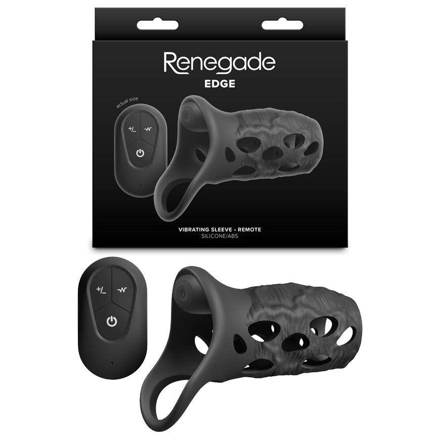 Renegade Edge – USB Rechargeable Waterproof Vibrating Penis Sleeve with Remote Black > Sex Toys > Couples Toys