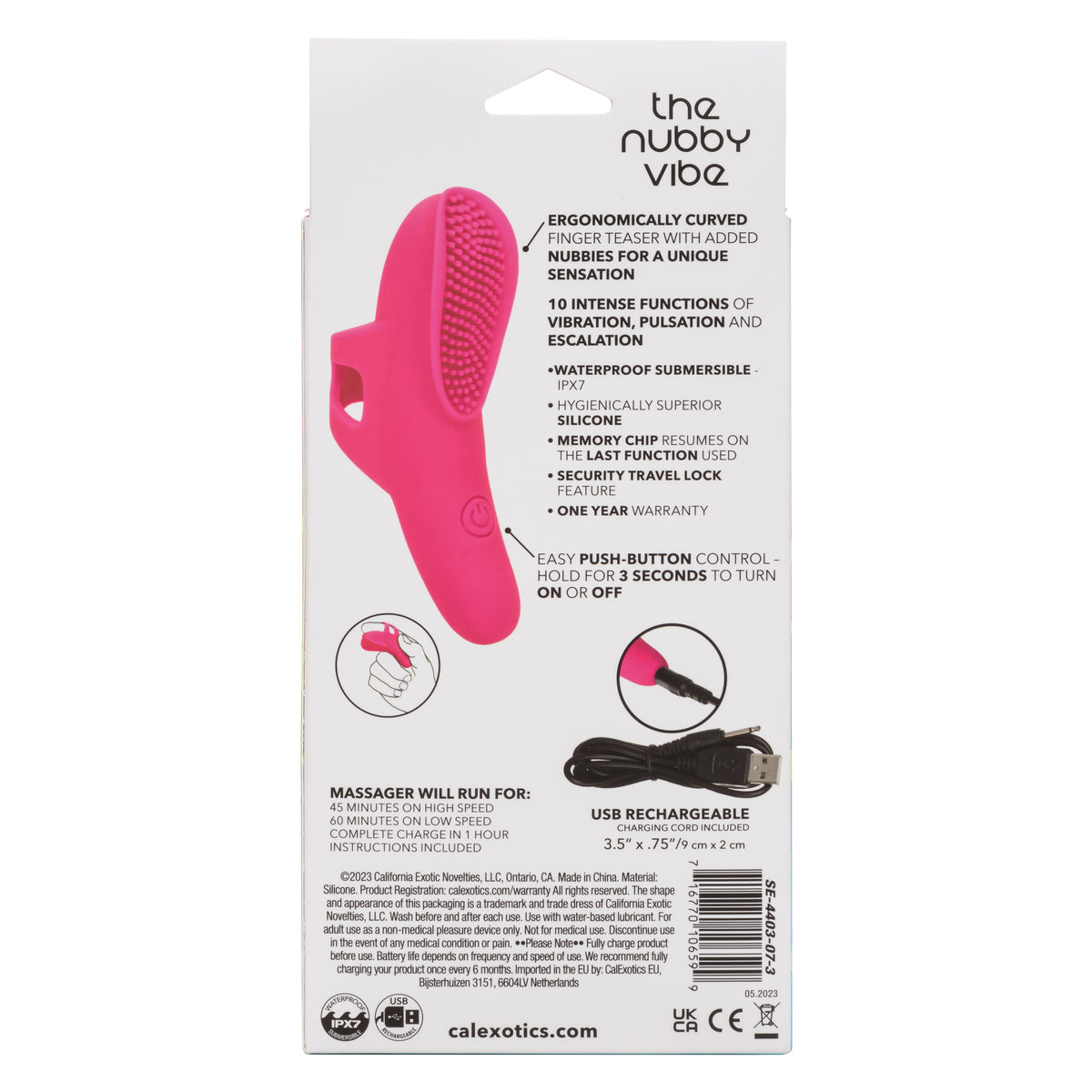 Neon Vibes The Nubby Vibe Pink Silicone Finger Teaser with 10 Functions and Rechargeable > Vibrators > Finger Vibrators