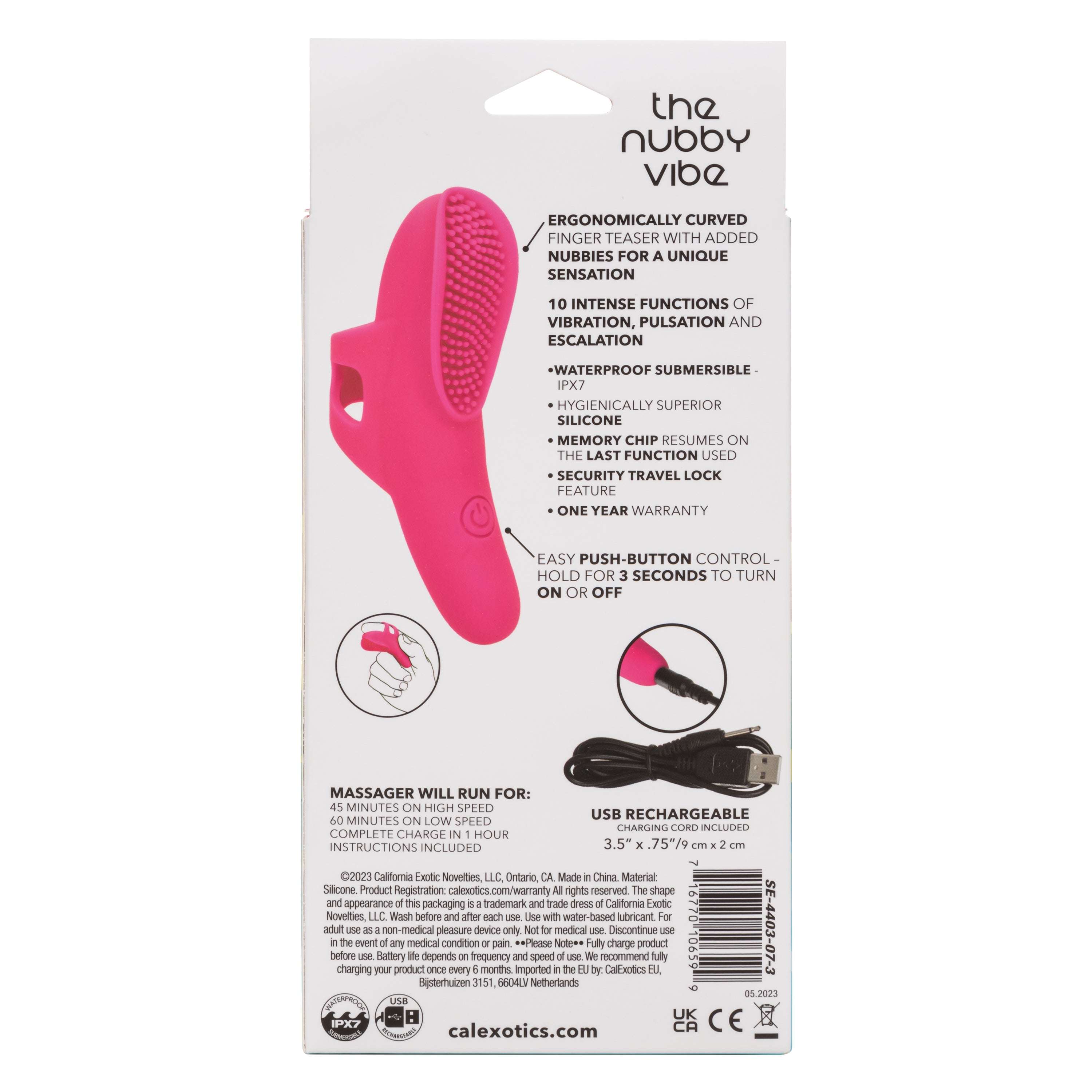 Neon Vibes The Nubby Vibe Pink Silicone Finger Teaser with 10 Functions and Rechargeable > Vibrators > Finger Vibrators