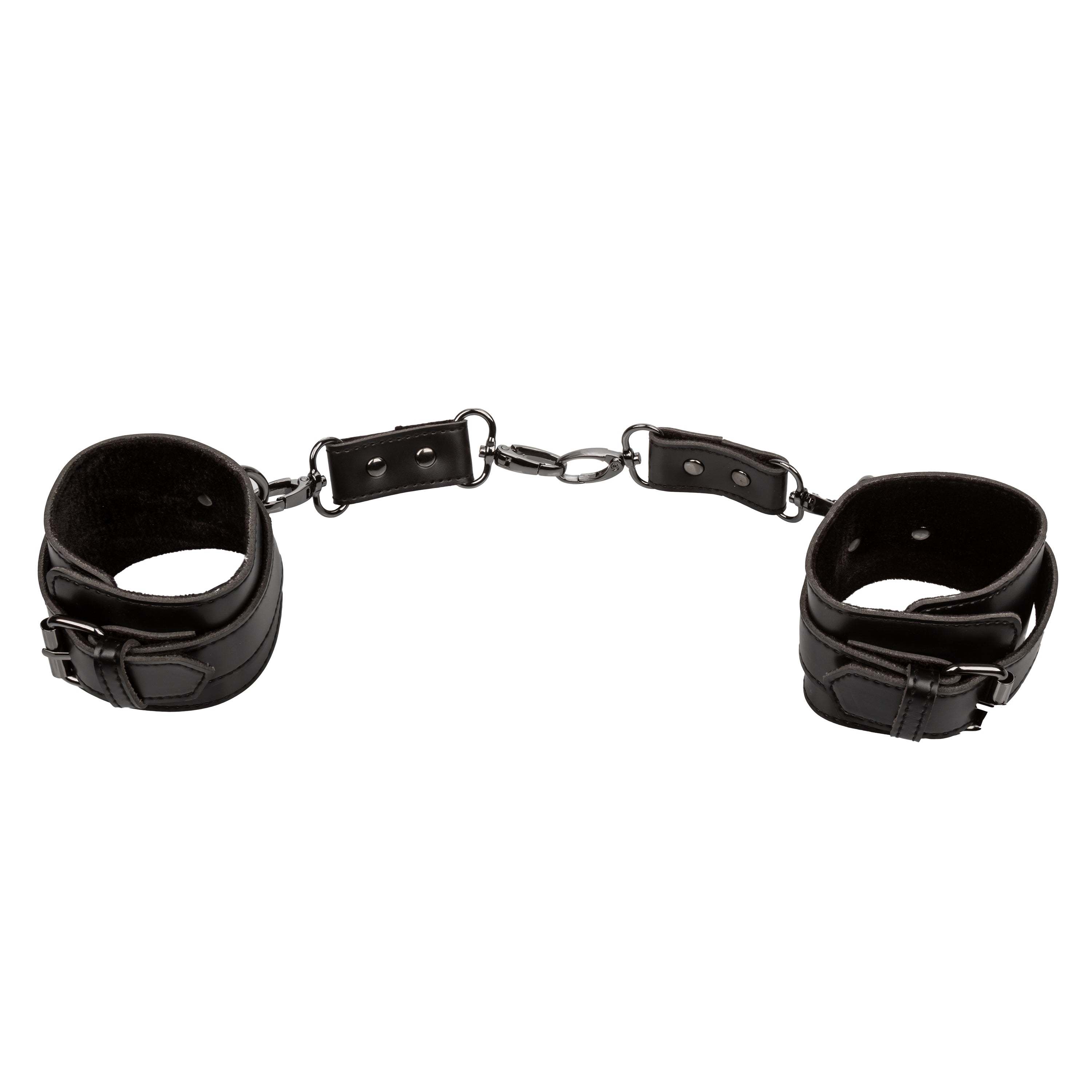 Euphoria Collection Black Adjustable Hand Cuffs with Velvet Interior and Vegan Leather Exterior, 9 Inch Maximum Circumference Set of 2 > Bondage Gear > Restraints