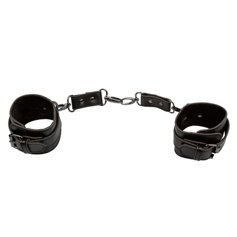 Euphoria Collection Black Adjustable Hand Cuffs with Velvet Interior and Vegan Leather Exterior, 9 Inch Maximum Circumference Set of 2 > Bondage Gear > Restraints